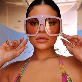 Square Fashion Oversized Square Sunglasses for Women Big Flat Top Shield Sunglasses - Pink - CU18WOEGS6Q $8.53