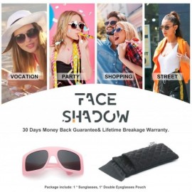 Square Fashion Oversized Square Sunglasses for Women Big Flat Top Shield Sunglasses - Pink - CU18WOEGS6Q $8.53