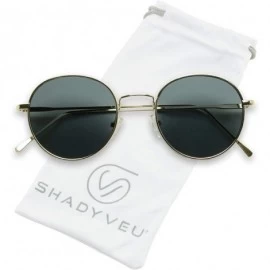 Oval Round Classic Vintage Lennon Style Shades Metal Frame Black Flat Lens Retro Unisex 50mm Sunglasses - CB18WM7MZ96 $22.69