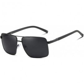 Sport Square Sunglasses Polarized for Mens UV 400 Protection 60MM Fashion Style Driving Fishing - Black Grey - C9192GI53SC $3...