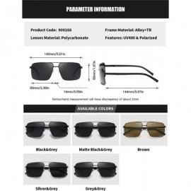 Sport Square Sunglasses Polarized for Mens UV 400 Protection 60MM Fashion Style Driving Fishing - Black Grey - C9192GI53SC $1...