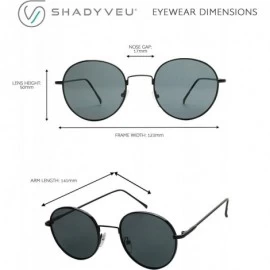 Oval Round Classic Vintage Lennon Style Shades Metal Frame Black Flat Lens Retro Unisex 50mm Sunglasses - CB18WM7MZ96 $13.31