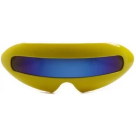 Wrap Fun Futuristic Space Robot Party Rave Cyclops Costume Novelty Sunglasses - Yellow/ Blue - CJ18ECEDWOS $10.61