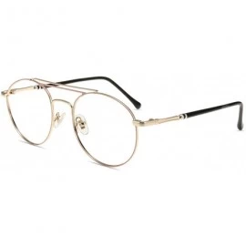 Aviator Stylish Aviator Eyeglasses Frame Non-prescription Round Metal Eyewear Frame for Women/Men - Gold - CZ18TDQAM42 $30.23