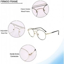 Aviator Stylish Aviator Eyeglasses Frame Non-prescription Round Metal Eyewear Frame for Women/Men - Gold - CZ18TDQAM42 $15.93