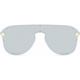 Shield Oversized Sunglasses Sun Protection Glasses Women Sexy Shield Vintage Eyewear - Silver Lens - C518D7HMDRG $27.57