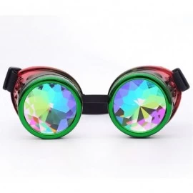 Aviator Kaleidoscope Steampunk Rave Glasses Goggles with Rainbow Crystal Glass Lens - Green-red - CX18GLOO6ZU $14.60