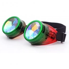 Aviator Kaleidoscope Steampunk Rave Glasses Goggles with Rainbow Crystal Glass Lens - Green-red - CX18GLOO6ZU $14.60