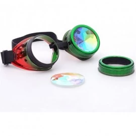 Aviator Kaleidoscope Steampunk Rave Glasses Goggles with Rainbow Crystal Glass Lens - Green-red - CX18GLOO6ZU $14.60