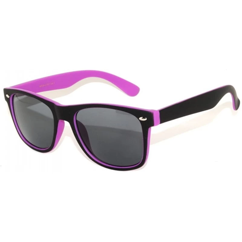 Wayfarer New Fashion Vintage Two - Tone colored frame Smoke Lens Sunglasses Retro 80's - Purple - CG11PFZER3D $7.33