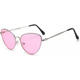 Cat Eye Cat Eye Sunglasses Women Vintage Sun Glasses Female Ladies Cateyes Sunglass Retro Glasses - Silver Pink - C718WC3XLWI...