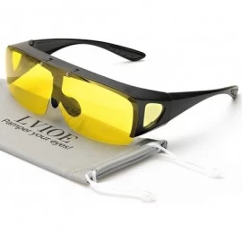 Goggle Oversized Glasses Prescription Polarized - Black Half Frame/Flip Up Yellow Lens - CS18ITTWSQ9 $18.16
