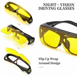 Goggle Oversized Glasses Prescription Polarized - Black Half Frame/Flip Up Yellow Lens - CS18ITTWSQ9 $18.16