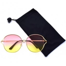 Oversized Oversize Round Flat Lens Sunglasses 4183 - Gold Pink - CA18T3G0Y9I $19.18