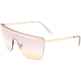 Shield Rimless Flat Top Rounded Square One Piece Shield Oceanic Color Sunglasses - Light Brown - C9197OOWQWM $31.20