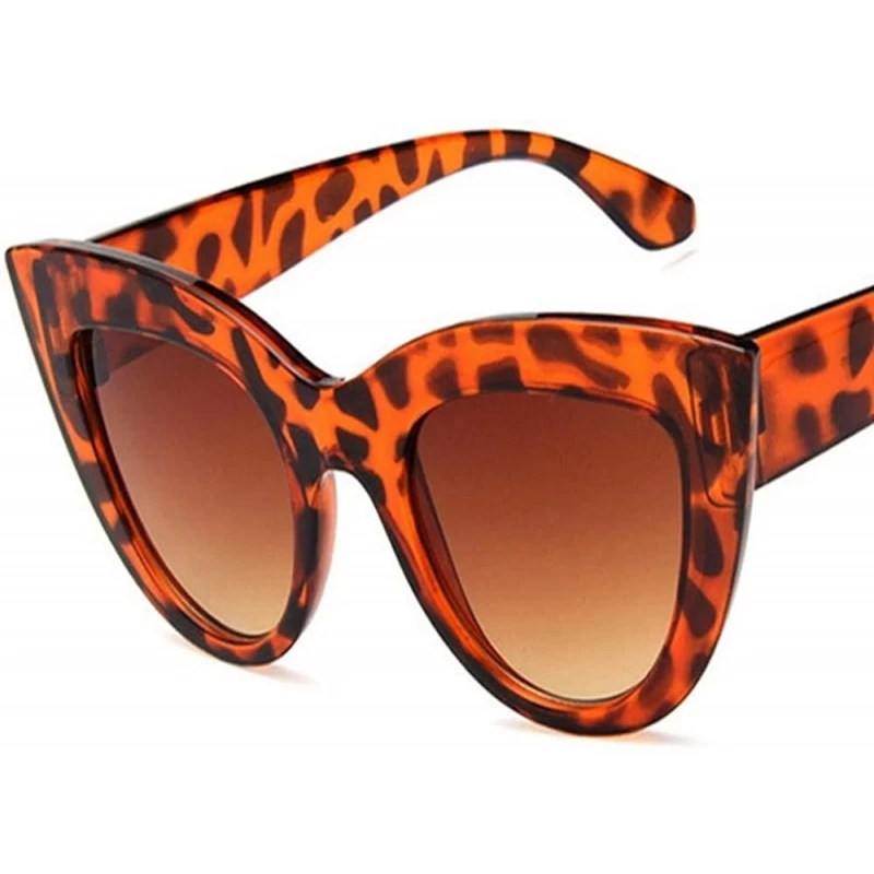 Goggle Retro Vintage Cateye Sunglasses for Women Clout Goggles Plastic Frame Glasse - Leopard Print - CU18OIKX7DD $23.02