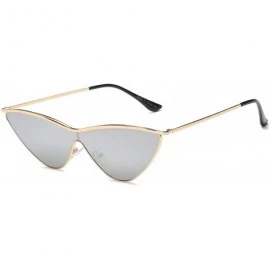 Cat Eye Women Retro Vintage Metal Cat Eye Designer Sunglasses - Silver - CM18I9OQ7GN $18.26