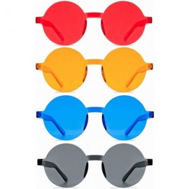 Oversized One Piece Rimless Sunglasses Transparent Candy Color Tinted Eyewear - 112 Red+blue+orange+black - CK18UQ3IZQY $26.22