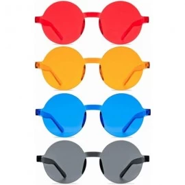 Oversized One Piece Rimless Sunglasses Transparent Candy Color Tinted Eyewear - 112 Red+blue+orange+black - CK18UQ3IZQY $25.54