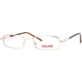 Rectangular Classic Narrow Rectangular Metal Mens Clear Lens Eye Glasses - Gold - CP12NTMMU52 $17.96