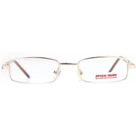 Rectangular Classic Narrow Rectangular Metal Mens Clear Lens Eye Glasses - Gold - CP12NTMMU52 $12.05