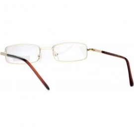 Rectangular Classic Narrow Rectangular Metal Mens Clear Lens Eye Glasses - Gold - CP12NTMMU52 $12.05