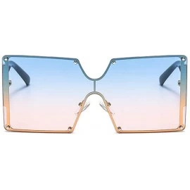 Square Oversized Sunglasses Designer Vintage Futuristic - Blue&pink - CH18SU00GHO $13.74