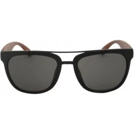 Aviator Wood Pattern Horned Rim Sunglasses with Double Crossbar 540817WD-AP - Matte Black - CT12I5DOXF3 $10.41