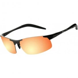 Sport Polarized Sports Sunglasses for Men Durable Frame 100% UV Protection - Black Frame/Orange Mirrored Lens - CG18H3O29WA $...