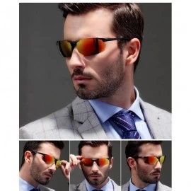 Sport Polarized Sports Sunglasses for Men Durable Frame 100% UV Protection - Black Frame/Orange Mirrored Lens - CG18H3O29WA $...
