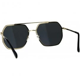 Square Square Heptagon Shape Sunglasses Retro Fashion Unisex Shades UV 400 - Gold (Black) - CH18G2CRS5A $10.60