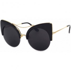 Semi-rimless Cat Eye Sunglasses Retro Eyewear Half frame eyeglasses for Men women - Black - C618EOUTLAA $19.04