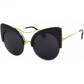 Semi-rimless Cat Eye Sunglasses Retro Eyewear Half frame eyeglasses for Men women - Black - C618EOUTLAA $7.82