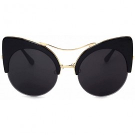 Semi-rimless Cat Eye Sunglasses Retro Eyewear Half frame eyeglasses for Men women - Black - C618EOUTLAA $7.82