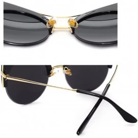 Semi-rimless Cat Eye Sunglasses Retro Eyewear Half frame eyeglasses for Men women - Black - C618EOUTLAA $7.82