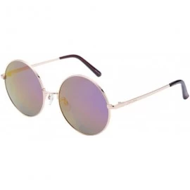 Sport Oversize Vintage Round Sunglasses Mirrored Lens Unisex Polarized Sun Glasses - Pink Mirrored Lens/Golden Frame - CQ18UT...