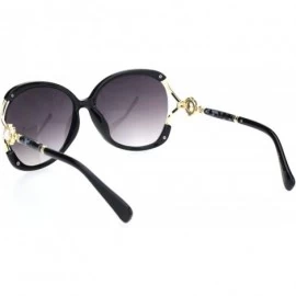 Rectangular Womens Pearl Jewel Hinge Exposed Side Lens Butterfly Sunglasses - Black Gold Smoke - C918OR2472R $11.08