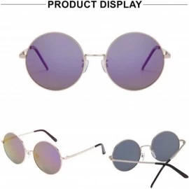 Sport Oversize Vintage Round Sunglasses Mirrored Lens Unisex Polarized Sun Glasses - Pink Mirrored Lens/Golden Frame - CQ18UT...