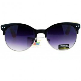 Wayfarer Fem Bamboo Wood Arm Half Rim Hipster Sunglasses - Black Smoke - CP12LCJNYYX $10.59