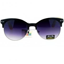 Wayfarer Fem Bamboo Wood Arm Half Rim Hipster Sunglasses - Black Smoke - CP12LCJNYYX $10.59