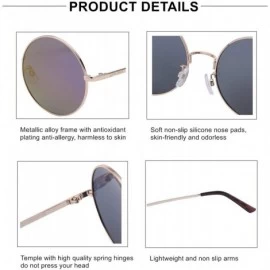 Sport Oversize Vintage Round Sunglasses Mirrored Lens Unisex Polarized Sun Glasses - Pink Mirrored Lens/Golden Frame - CQ18UT...