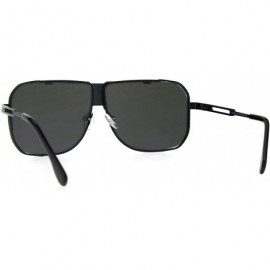 Square Fashion Sunglasses Retro Modern Square Metal Frame Mirror Lens UV 400 - Black (Blue Purple Mirror) - CX186866OU8 $11.11