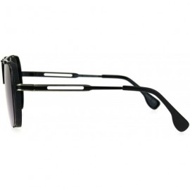 Square Fashion Sunglasses Retro Modern Square Metal Frame Mirror Lens UV 400 - Black (Blue Purple Mirror) - CX186866OU8 $11.11