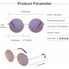 Sport Oversize Vintage Round Sunglasses Mirrored Lens Unisex Polarized Sun Glasses - Pink Mirrored Lens/Golden Frame - CQ18UT...