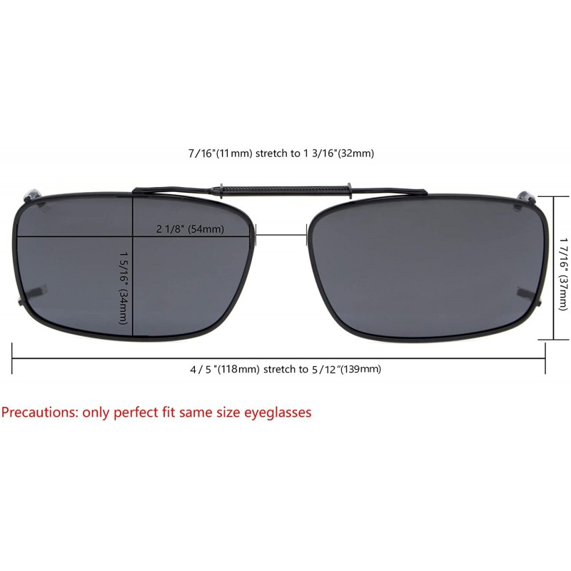 Metal Frame Rim Polarized Lens Clip On Sunglasses 2 3/16