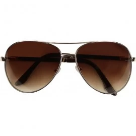 Oversized Classic Extra Large Wide Frame Metal Aviator Casual Oversize Sunglasses - Gold Frame / Brown Lens - C8180OCWCTE $13.33