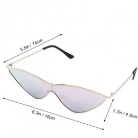 Cat Eye Cat Eye Sunglasses Metal Frame One Piece Sun Glasses Stylish Triangle Lens - CA18DRH7QM9 $10.82