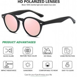 Sport Classic Polarized Sunglasses for Women Round Retro Vintage Designer Style - Black-light Pink Mirrored - CC18A4G22CZ $12.57