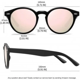 Sport Classic Polarized Sunglasses for Women Round Retro Vintage Designer Style - Black-light Pink Mirrored - CC18A4G22CZ $12.57