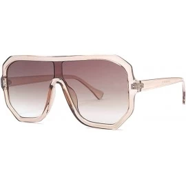 Square Retro square big box unisex 2019 new one-piece lens fashion trend sunglasses UV400 - Light Tea - CV18RH5SLXL $25.82
